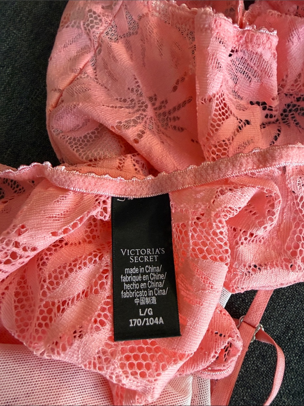 Victoria’s Secret Coral/Pink Lace Bodysuit Teddy - Picture 4 of 5